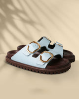 GALIA EMBOSSED LEATHER AZURE